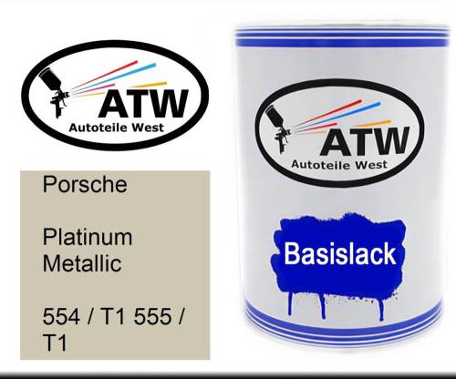 Porsche, Platinum Metallic, 554 / T1 555 / T1: 500ml Lackdose, von ATW Autoteile West.